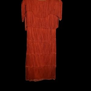 1990s Vintage Cheryl Kaye Fringe Party Dress Size 10